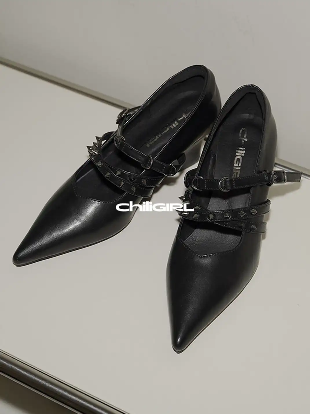 CHILIGIRL | Cross Strap Pointed Toe Wedge Shoes