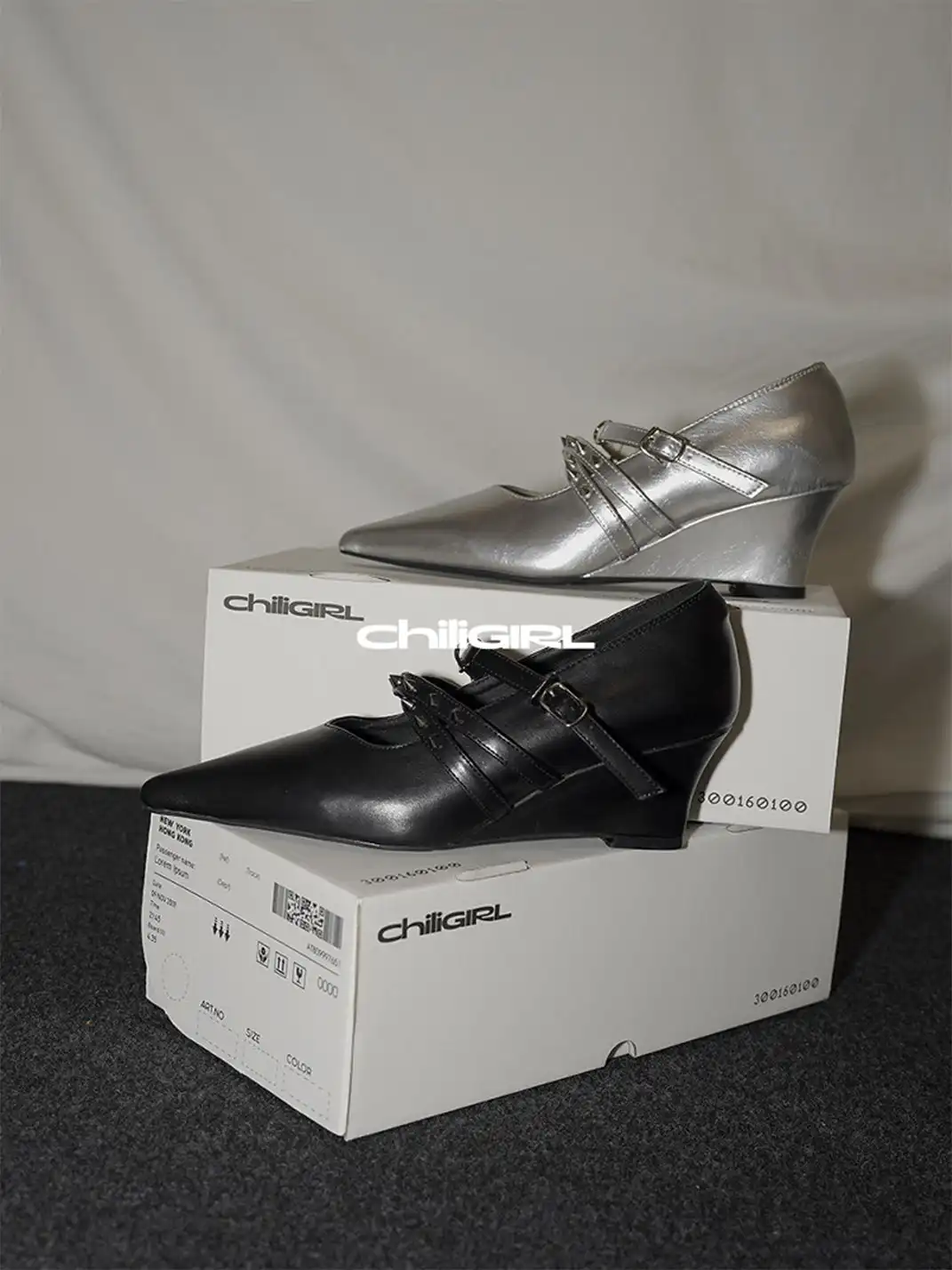 CHILIGIRL | Cross Strap Pointed Toe Wedge Shoes