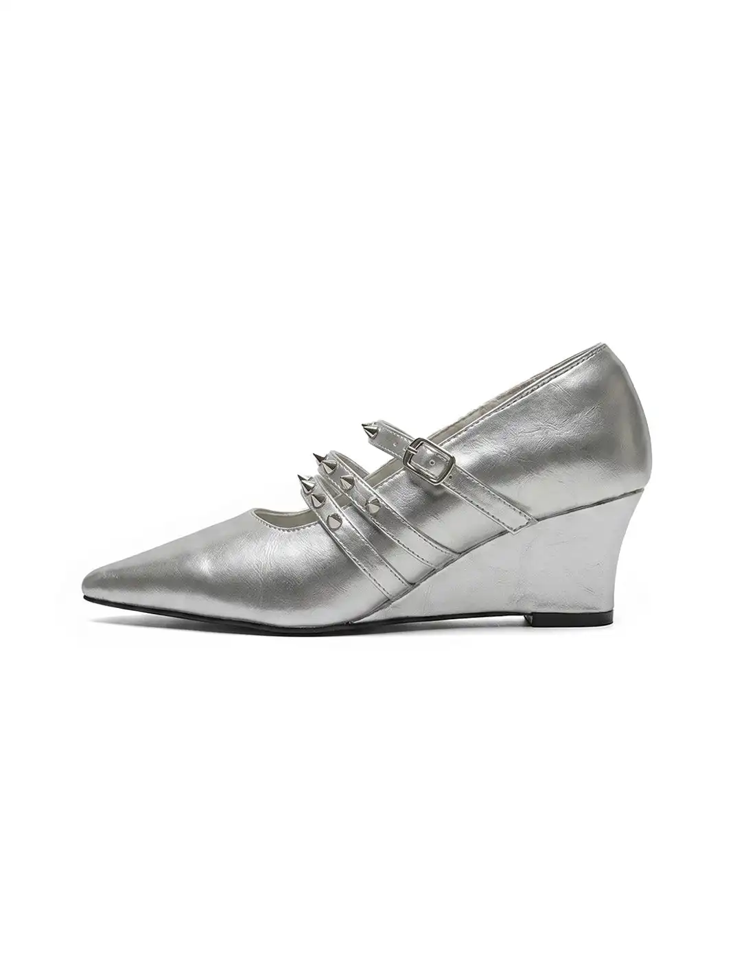 CHILIGIRL | Cross Strap Pointed Toe Wedge Shoes