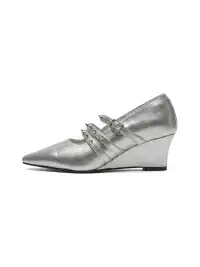 CHILIGIRL | Cross Strap Pointed Toe Wedge Shoes