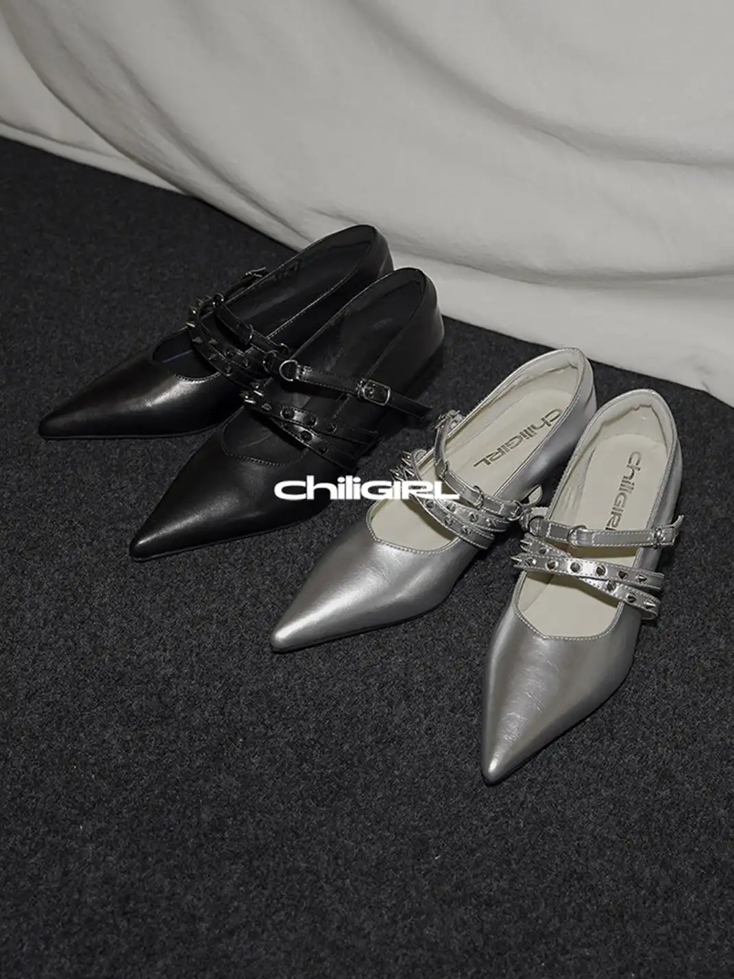 CHILIGIRL | Cross Strap Pointed Toe Wedge Shoes