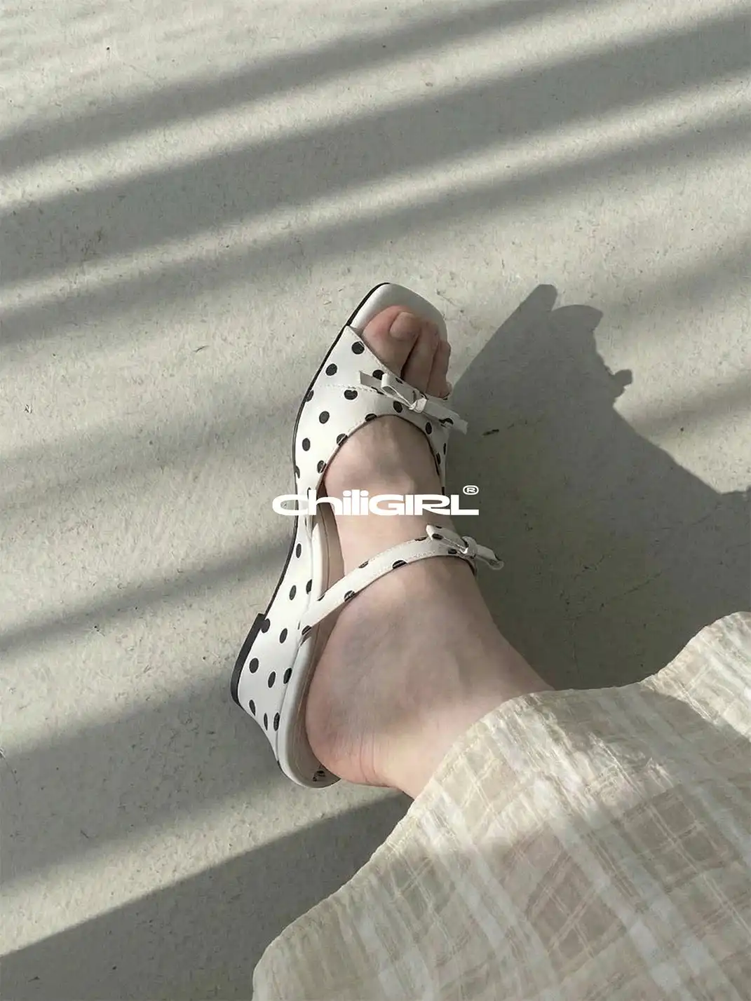 CHILIGIRL | Bowknot Polka Dot Wedge Sandals
