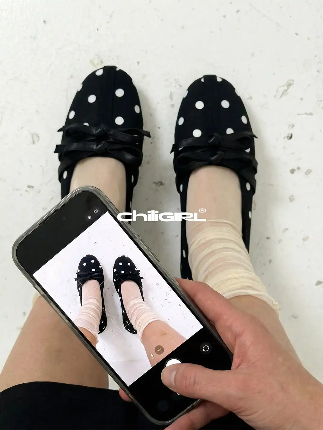 CHILIGIRL | Polka Dot Bow Mary Jane Shoes