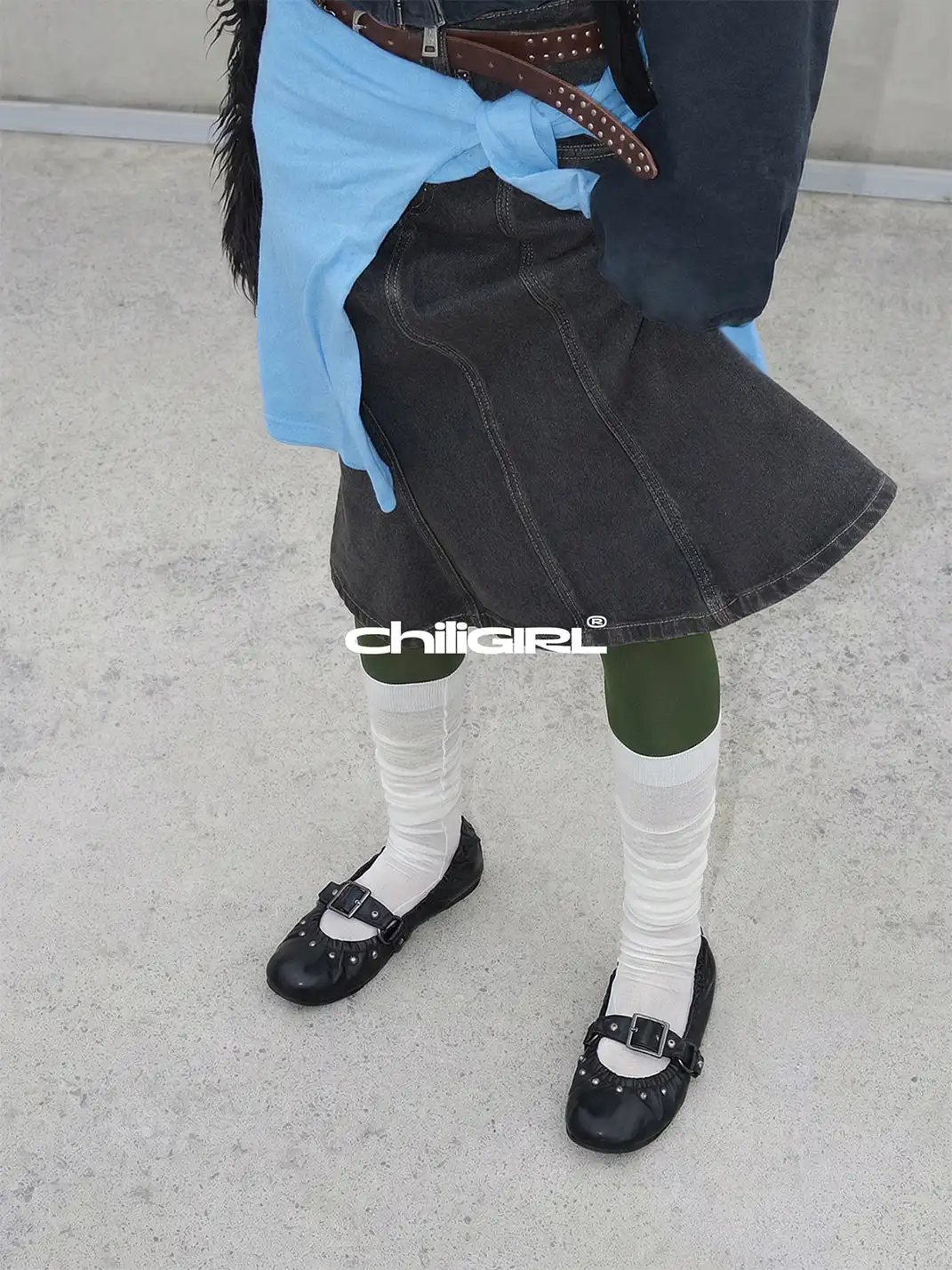 CHILIGIRL | Rivet Buckle Ballet Shoes