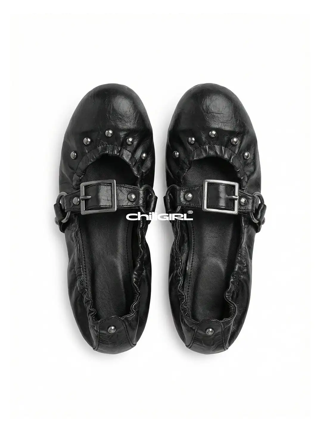 CHILIGIRL | Rivet Buckle Ballet Shoes