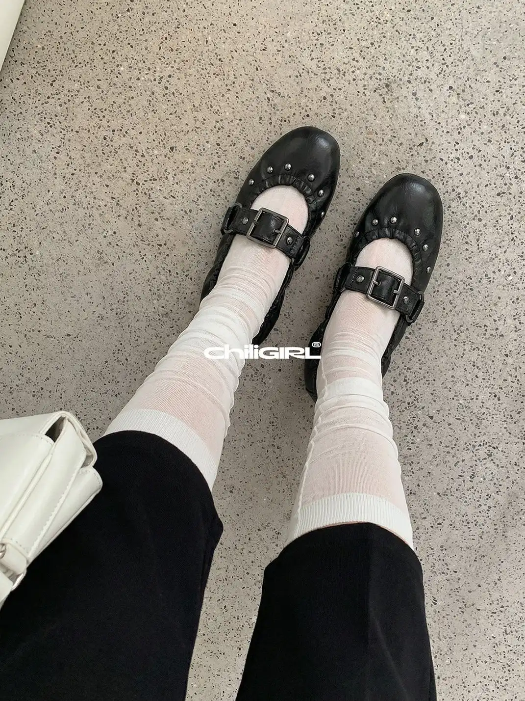 CHILIGIRL | Rivet Buckle Ballet Shoes