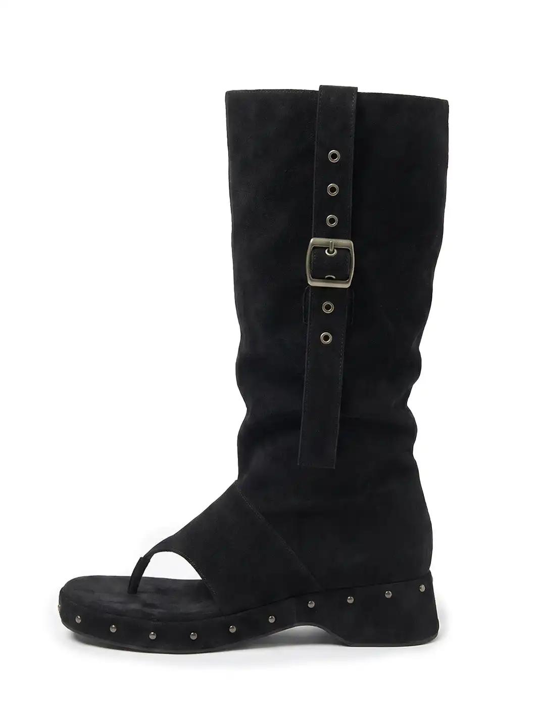 CHILIGIRL | Rivet Low Heel Round Toe Boots
