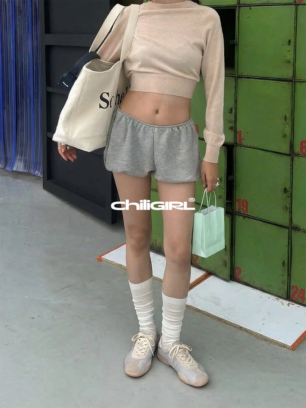 CHILIGIRL | Light Beige Lace-up Trainer Shoes