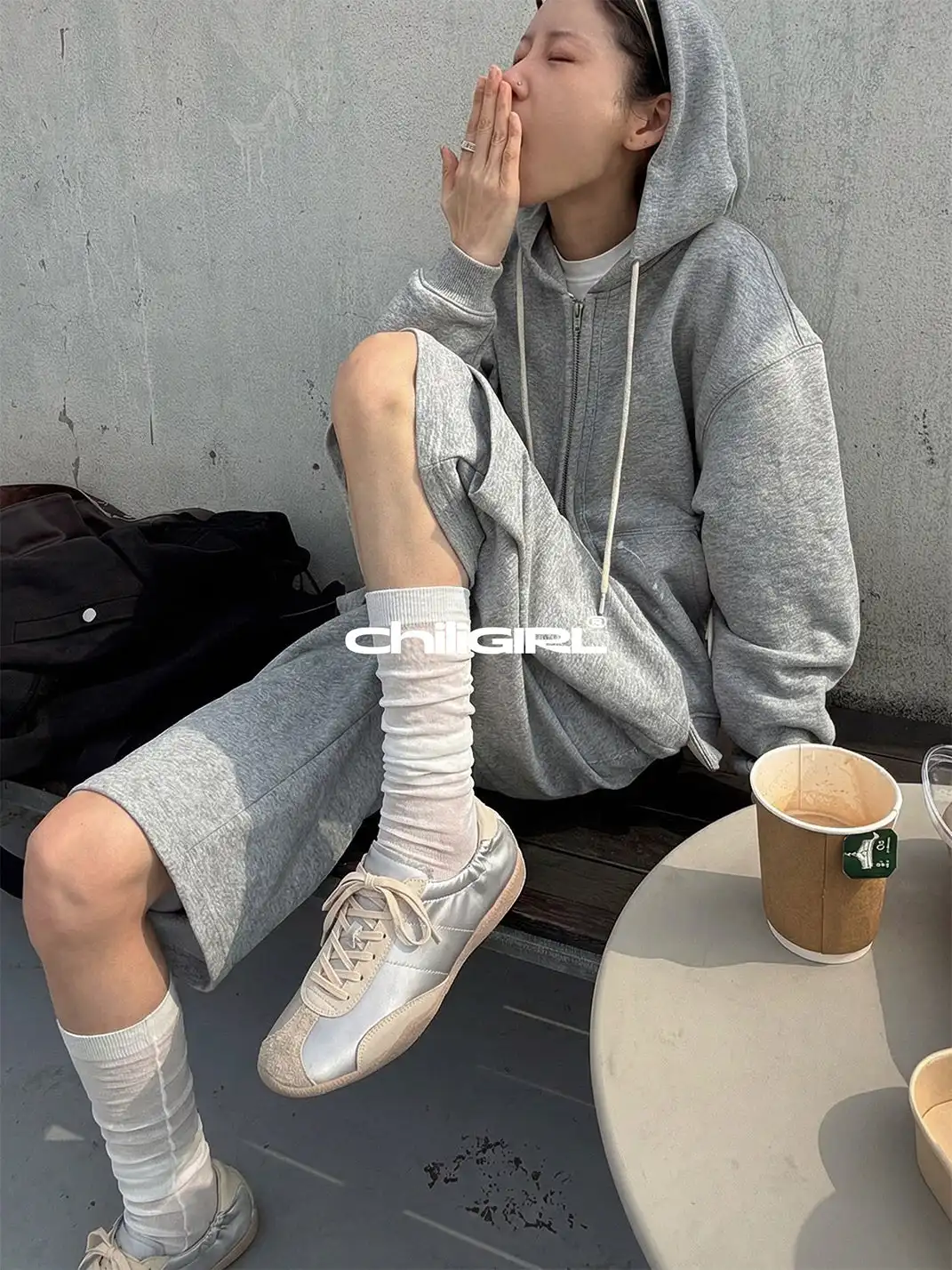 CHILIGIRL | Light Beige Lace-up Trainer Shoes