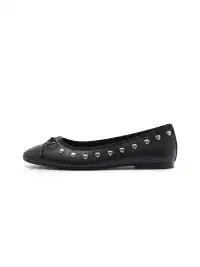 CHILIGIRL | Heart Rivet Bow Low-Cut Ballet Flats