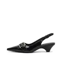 CHILIGIRL | Pointed Toe Rivet Buckle Mid Heel Sandals