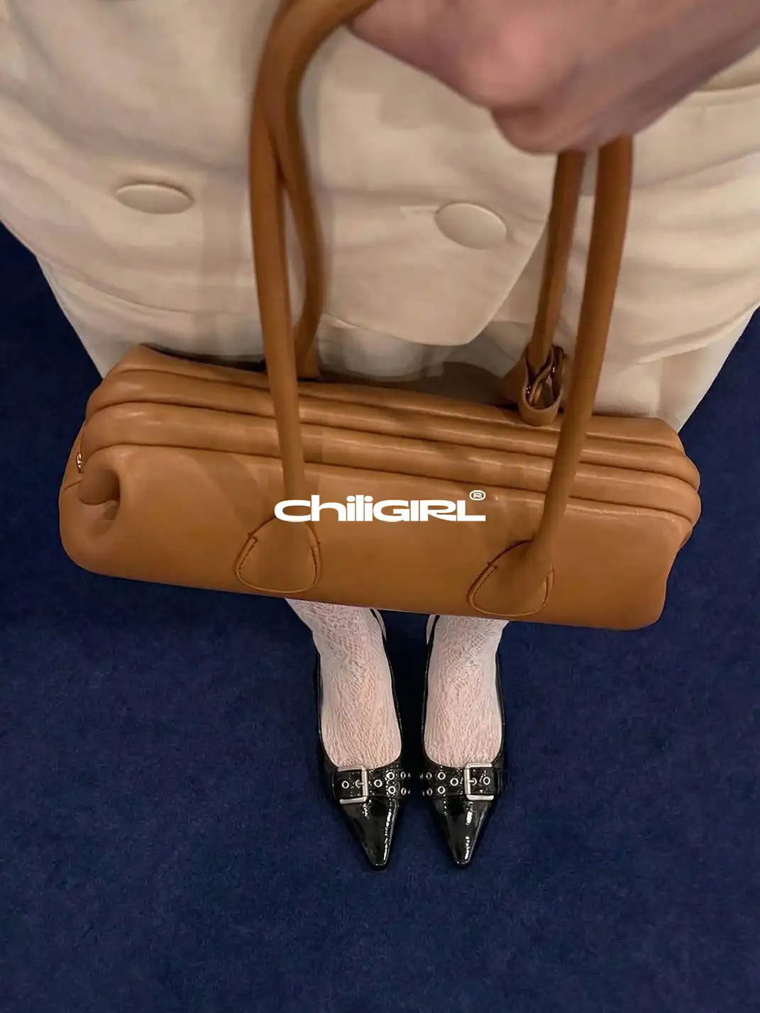 CHILIGIRL | Pointed Toe Rivet Buckle Mid Heel Sandals