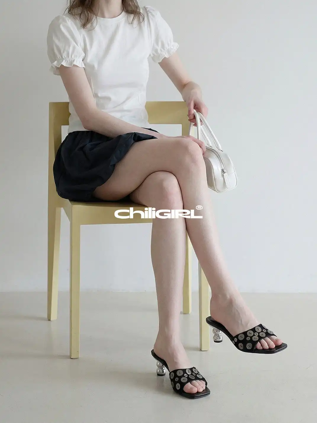 CHILIGIRL | Shell Buckle Open Toe High Heel Slide Sandals