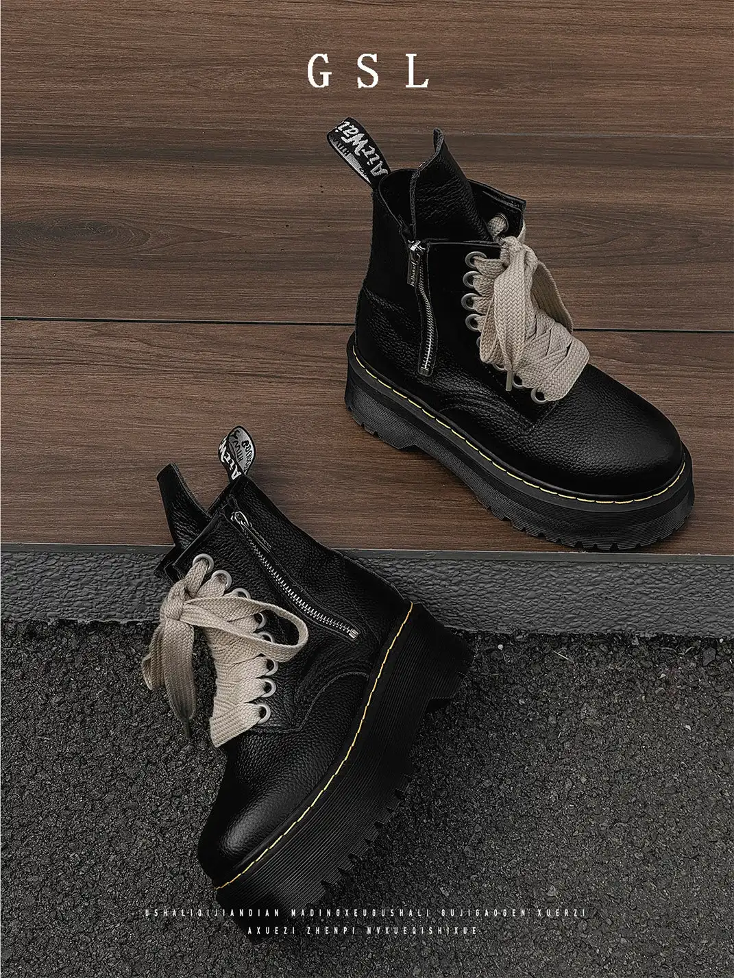 GSL | Platform Combat Boots with Side Zipper