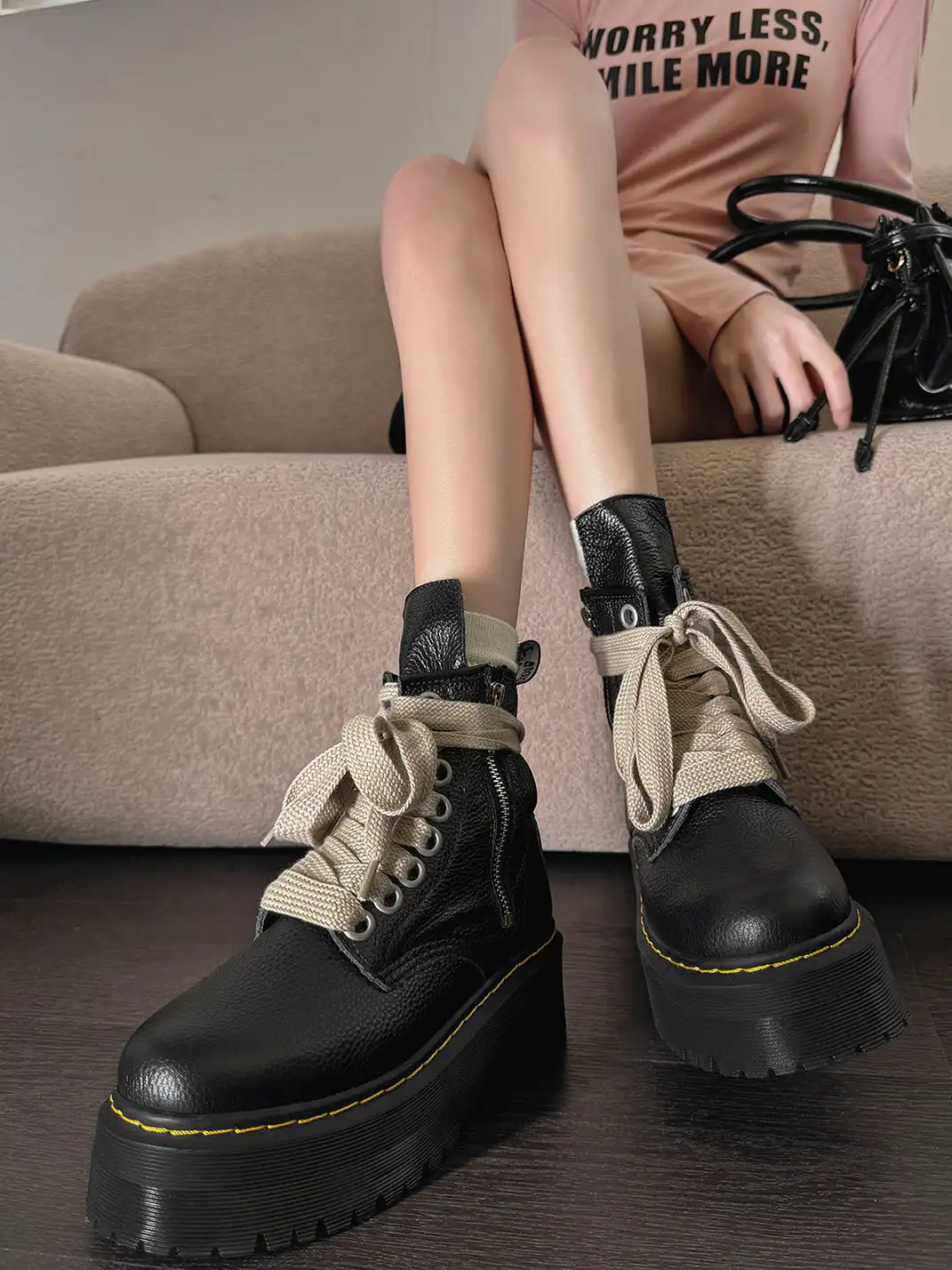 GSL | Platform Combat Boots with Side Zipper