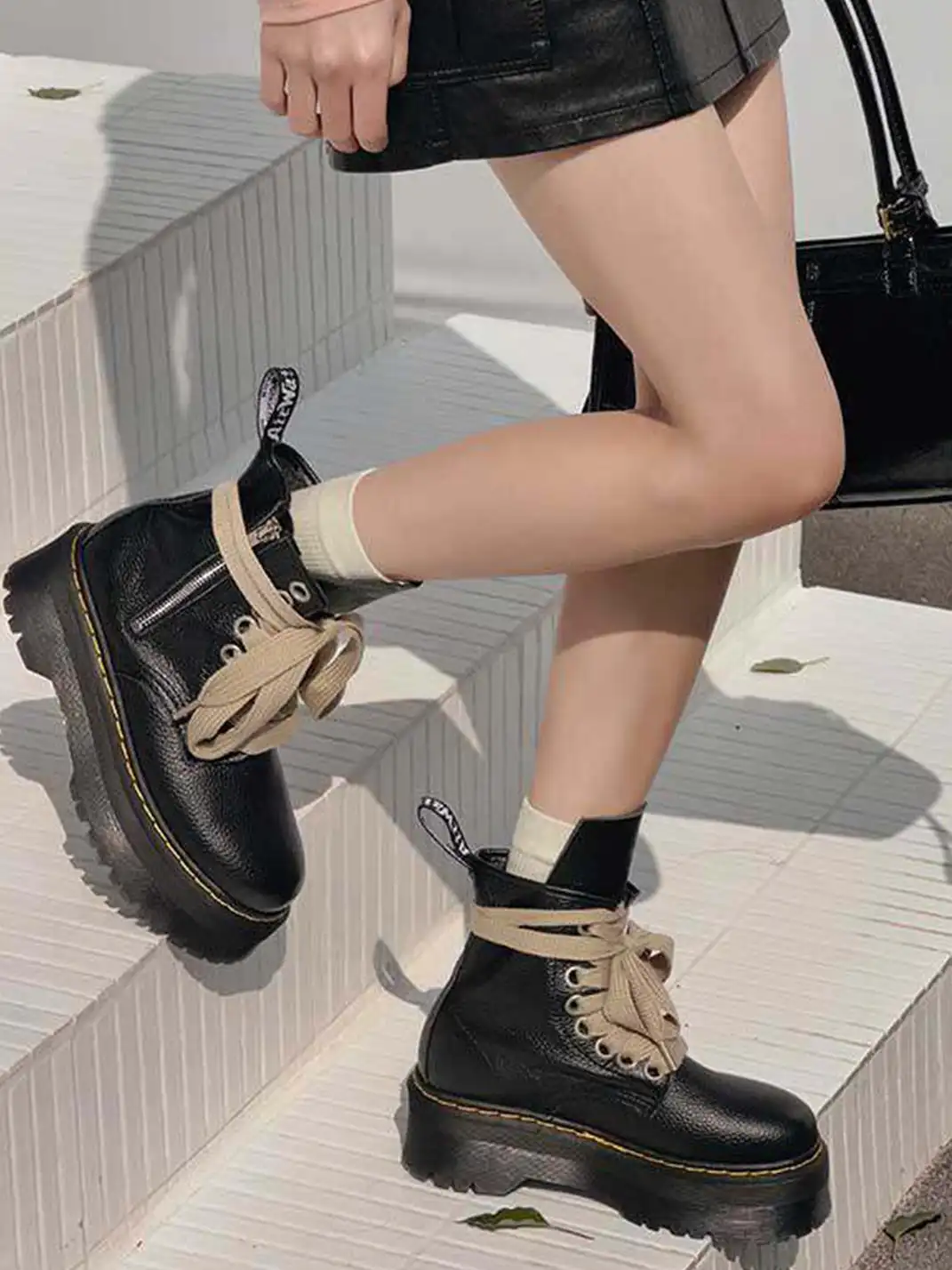 GSL | Platform Combat Boots with Side Zipper