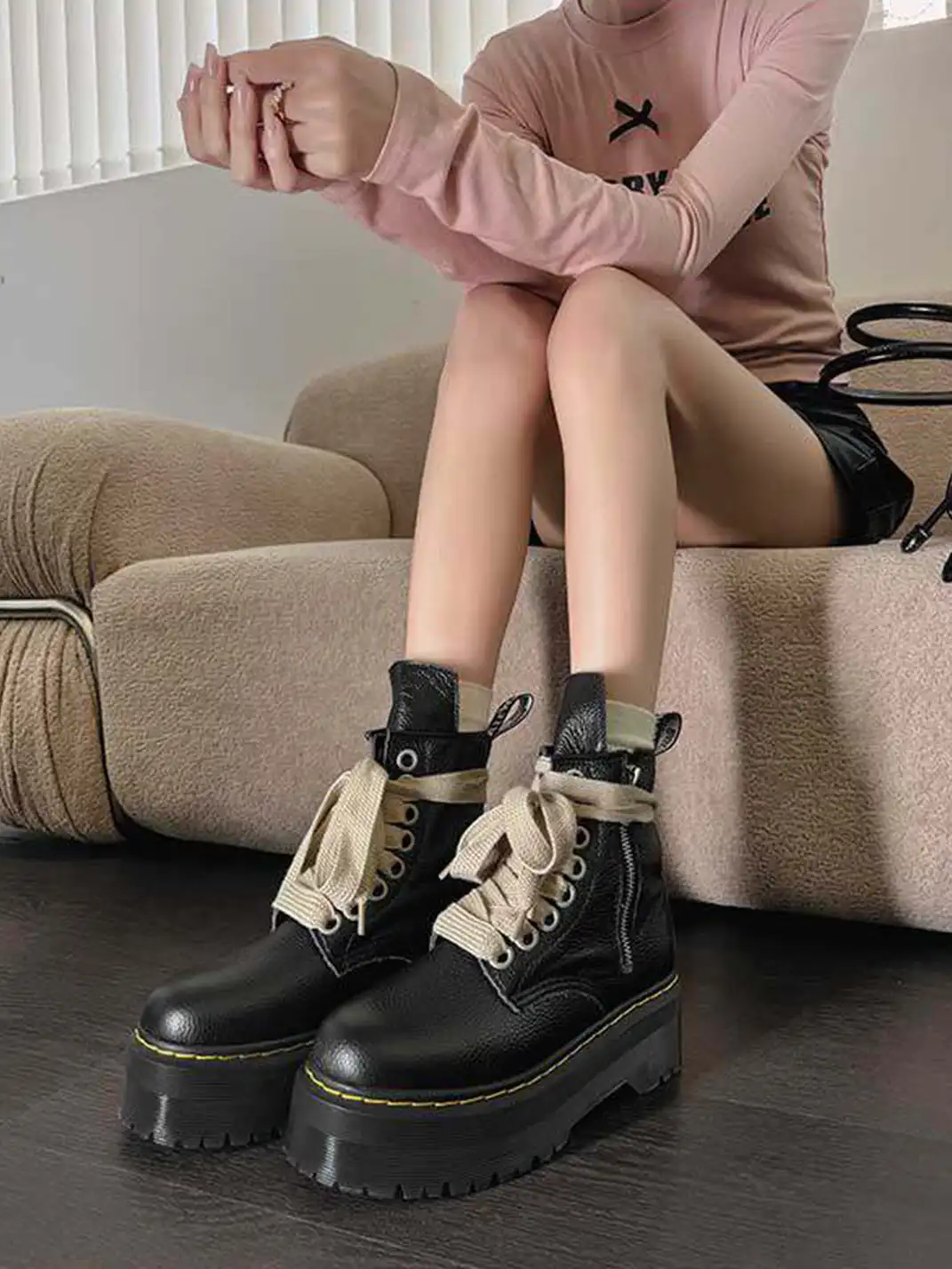 GSL | Platform Combat Boots with Side Zipper