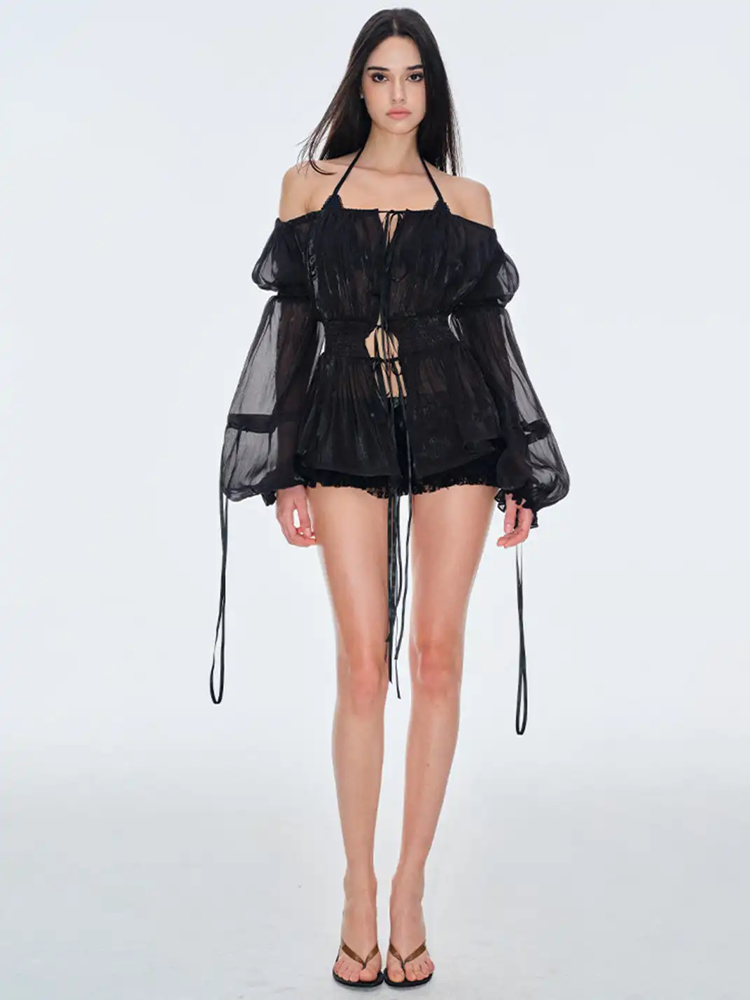 BUM STUDIO | Lace Spliced Mesh Shorts