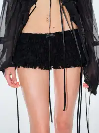 BUM STUDIO | Lace Spliced Mesh Shorts