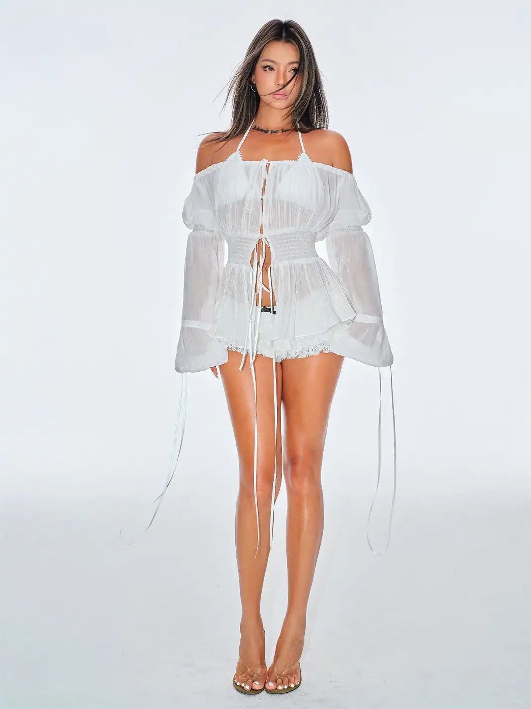 BUM STUDIO | Lace Spliced Mesh Shorts
