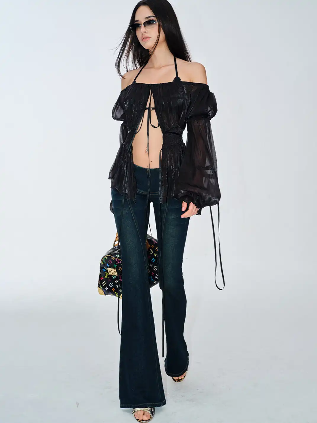 BUM STUDIO | Low-Waist Cat Whisker Denim Flared Pants