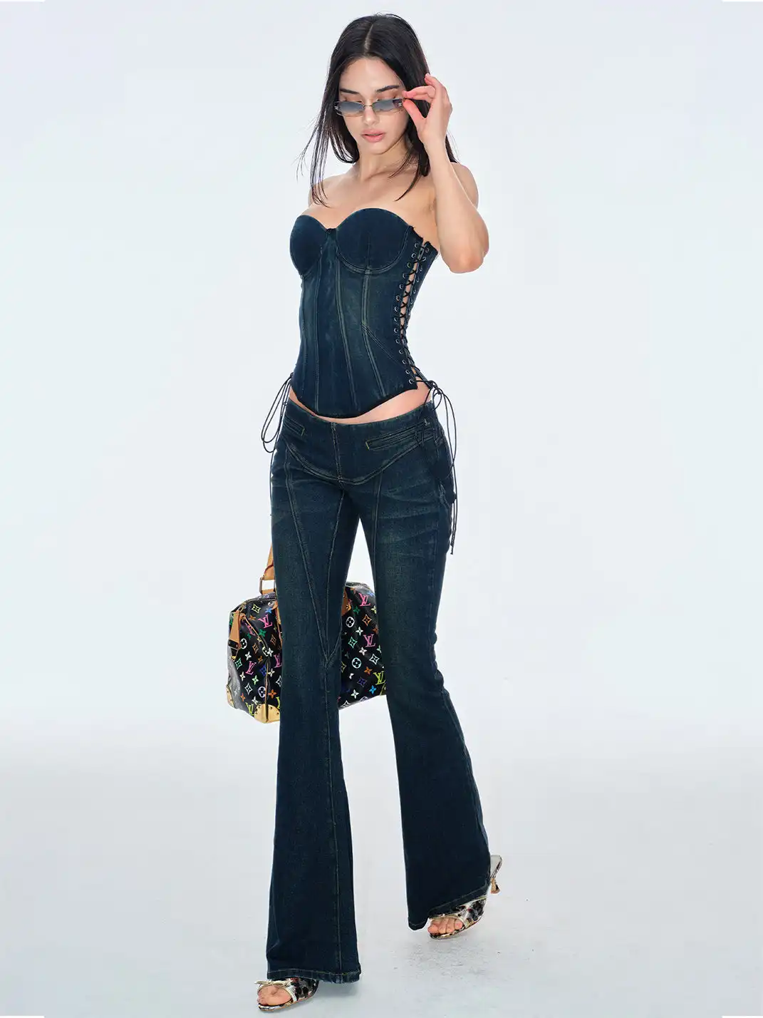 BUM STUDIO | Low-Waist Cat Whisker Denim Flared Pants