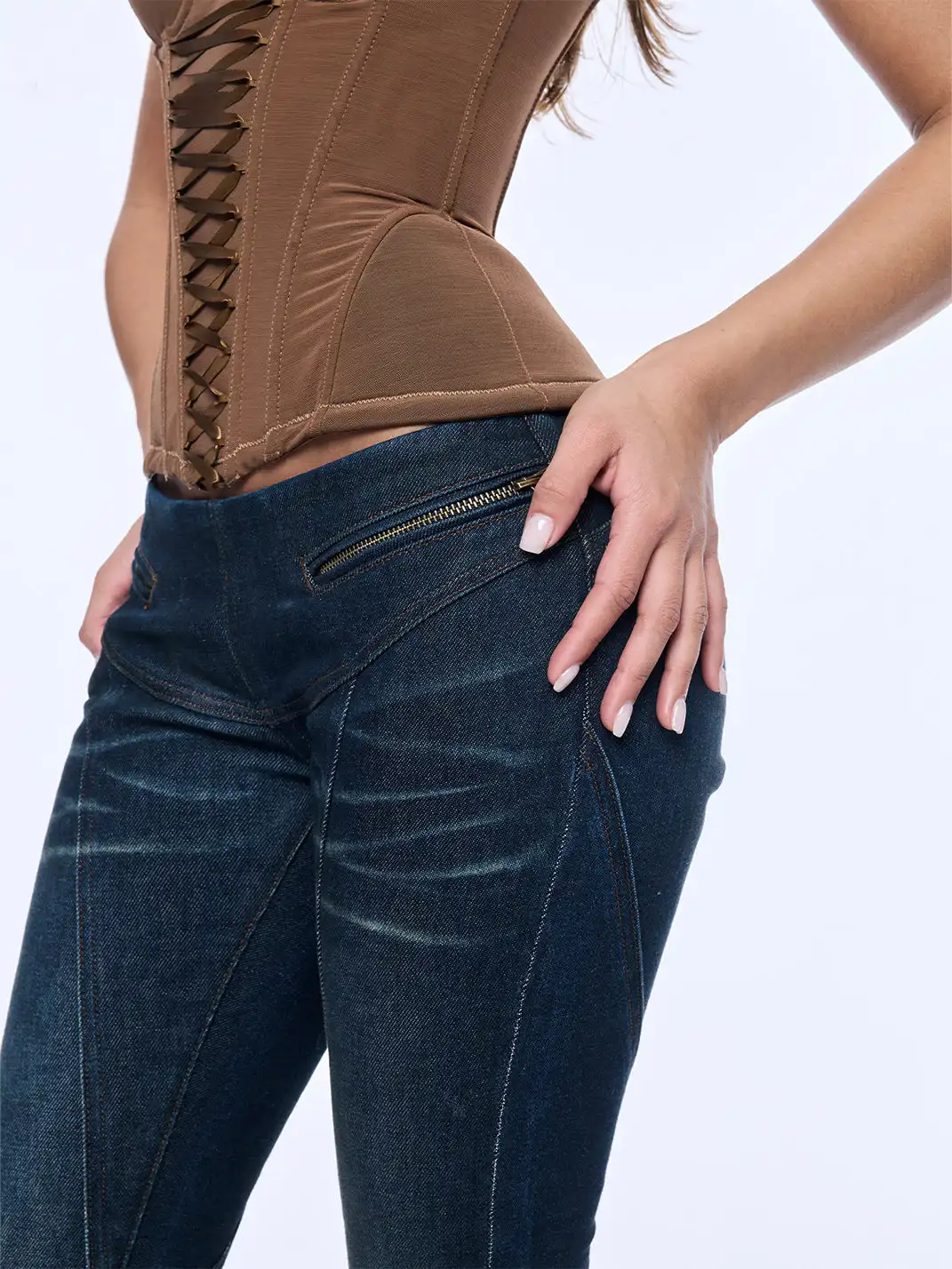 BUM STUDIO | Low-Waist Cat Whisker Denim Flared Pants