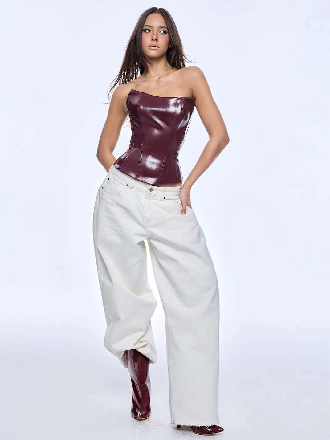 BUM STUDIO | Leather Waist-Tie Corset Top