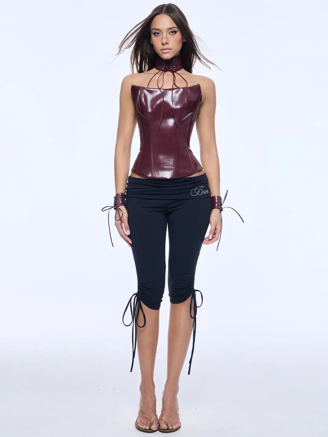 BUM STUDIO | Leather Waist-Tie Corset Top
