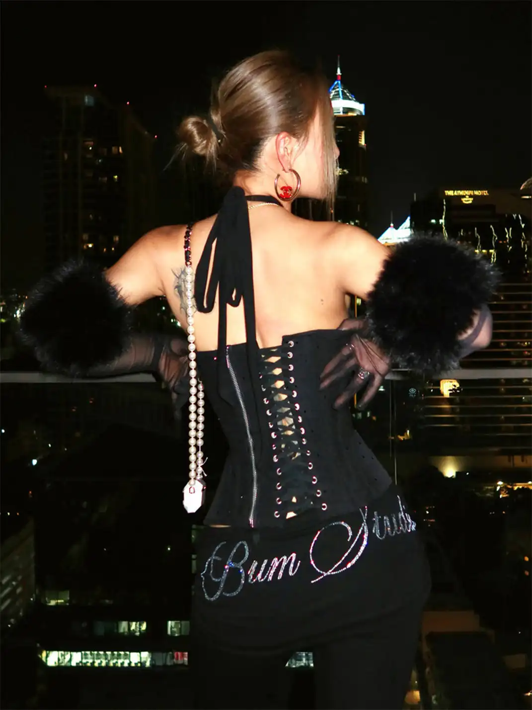 BUM STUDIO | Rhinestone Tie Backless Halter Top
