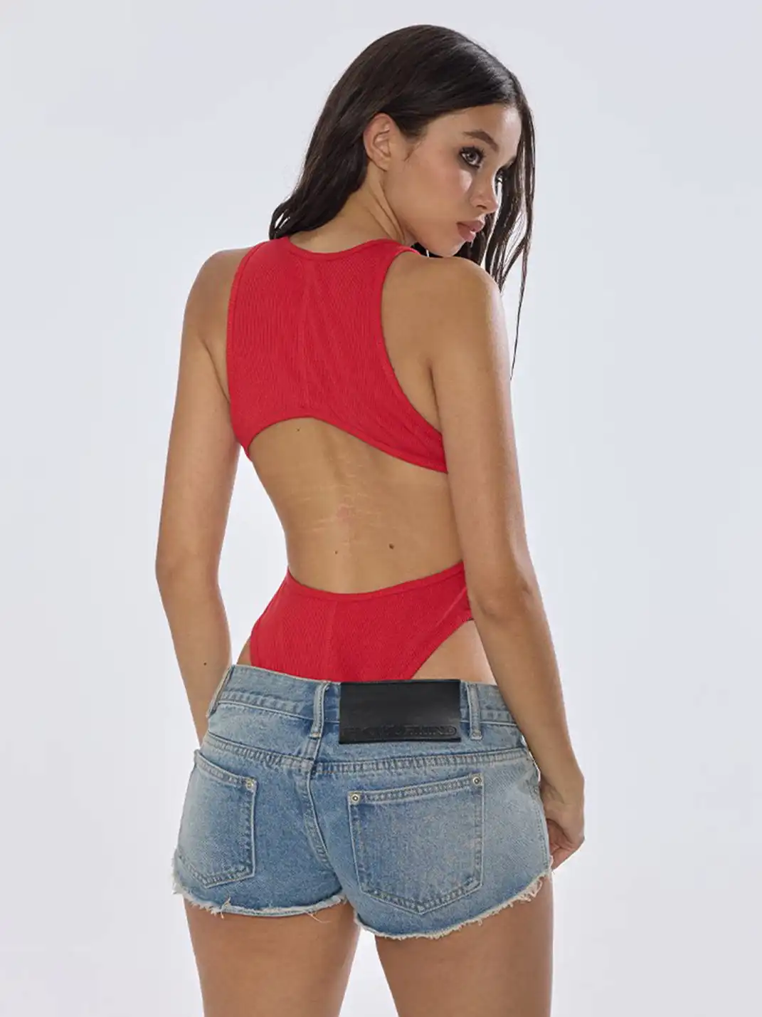 BUM STUDIO | Low-Rise Ultra Short Hollow Denim Shorts