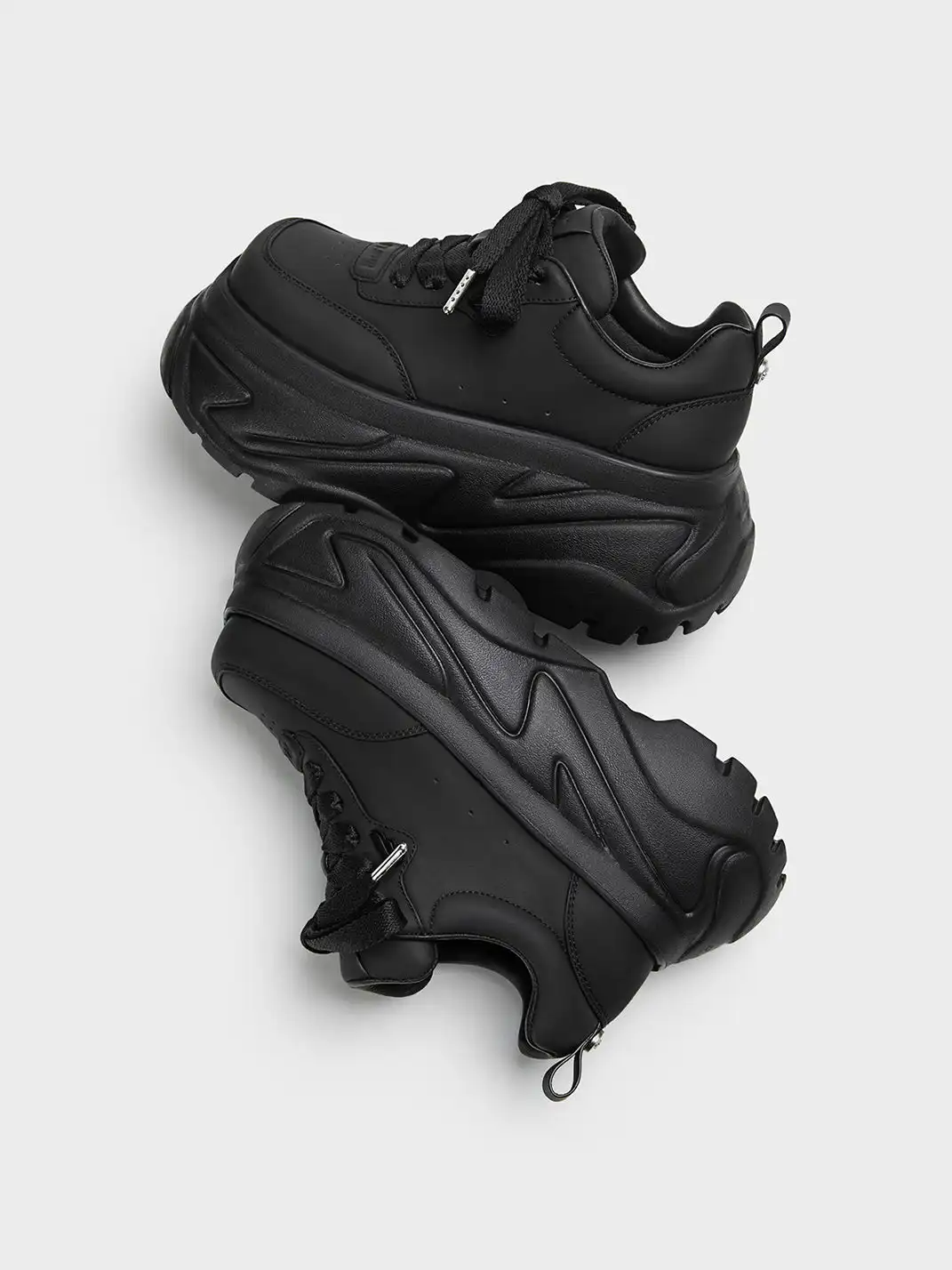 FYSPR | Platform Square Toe Leather Sneakers-Black