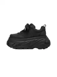 FYSPR | Platform Square Toe Leather Sneakers-Black