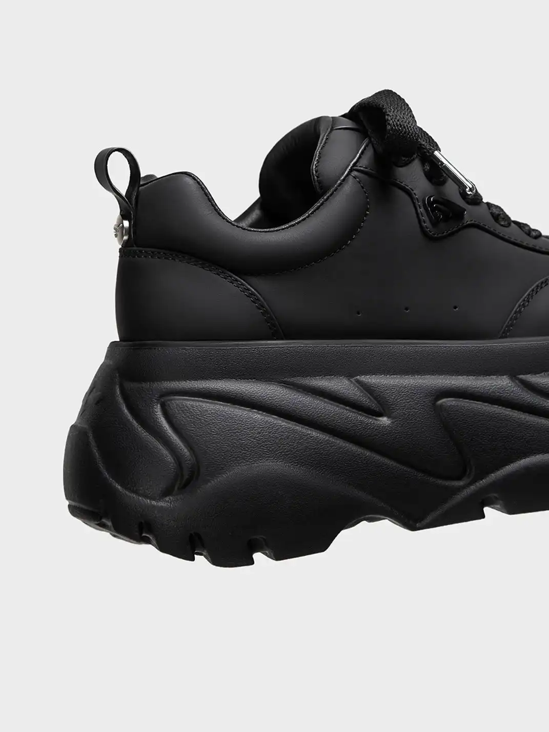 FYSPR | Platform Square Toe Leather Sneakers-Black