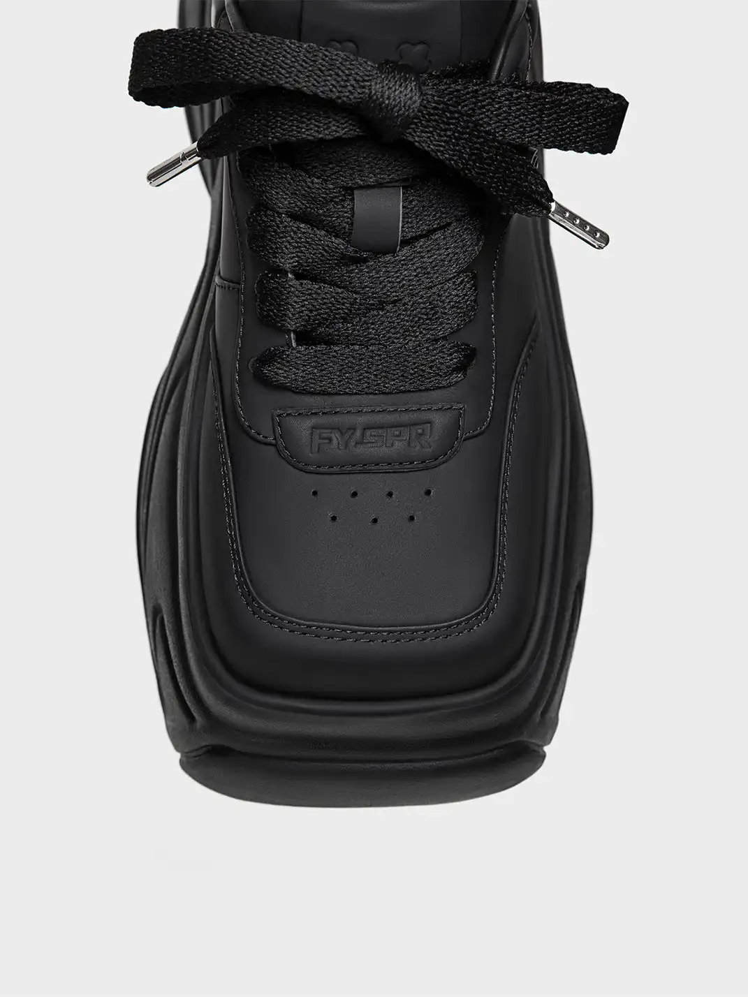 FYSPR | Platform Square Toe Leather Sneakers-Black