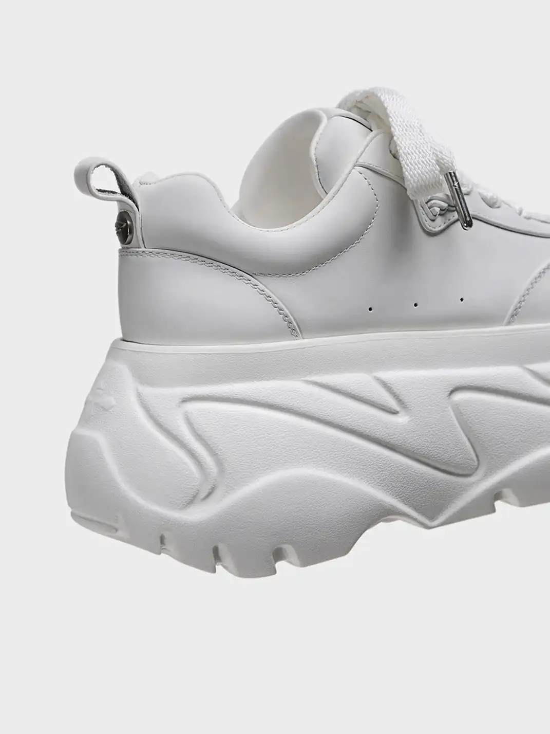 FYSPR | Platform Square Toe Leather Sneakers-White