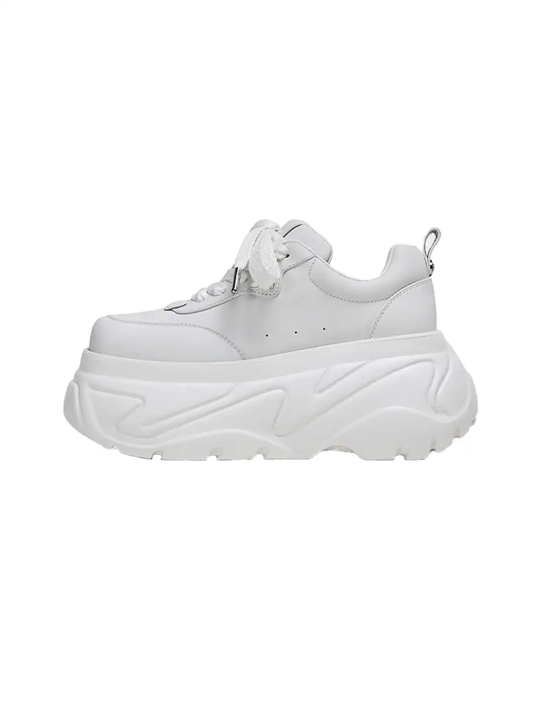FYSPR | Platform Square Toe Leather Sneakers-White
