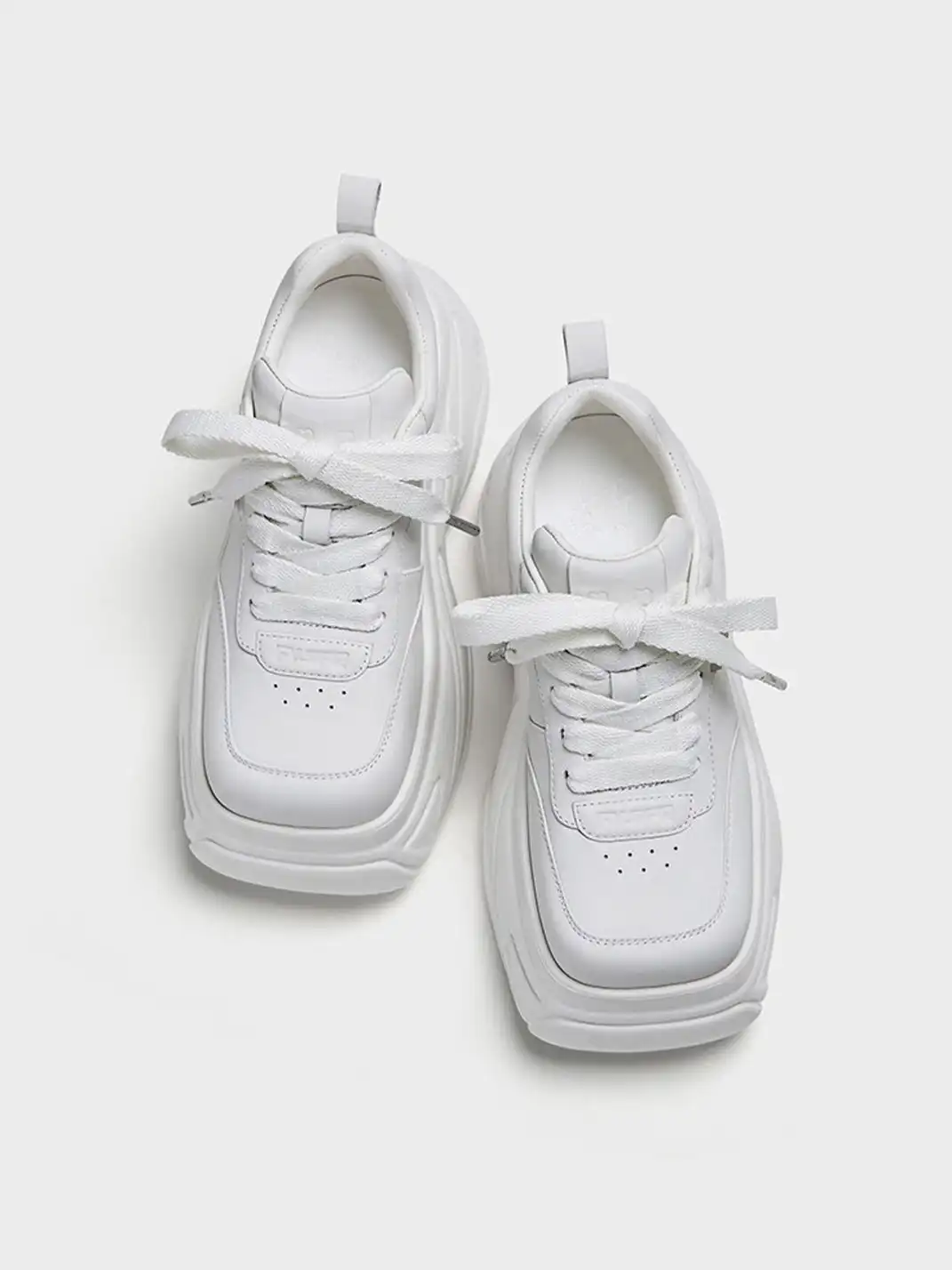 FYSPR | Platform Square Toe Leather Sneakers-White