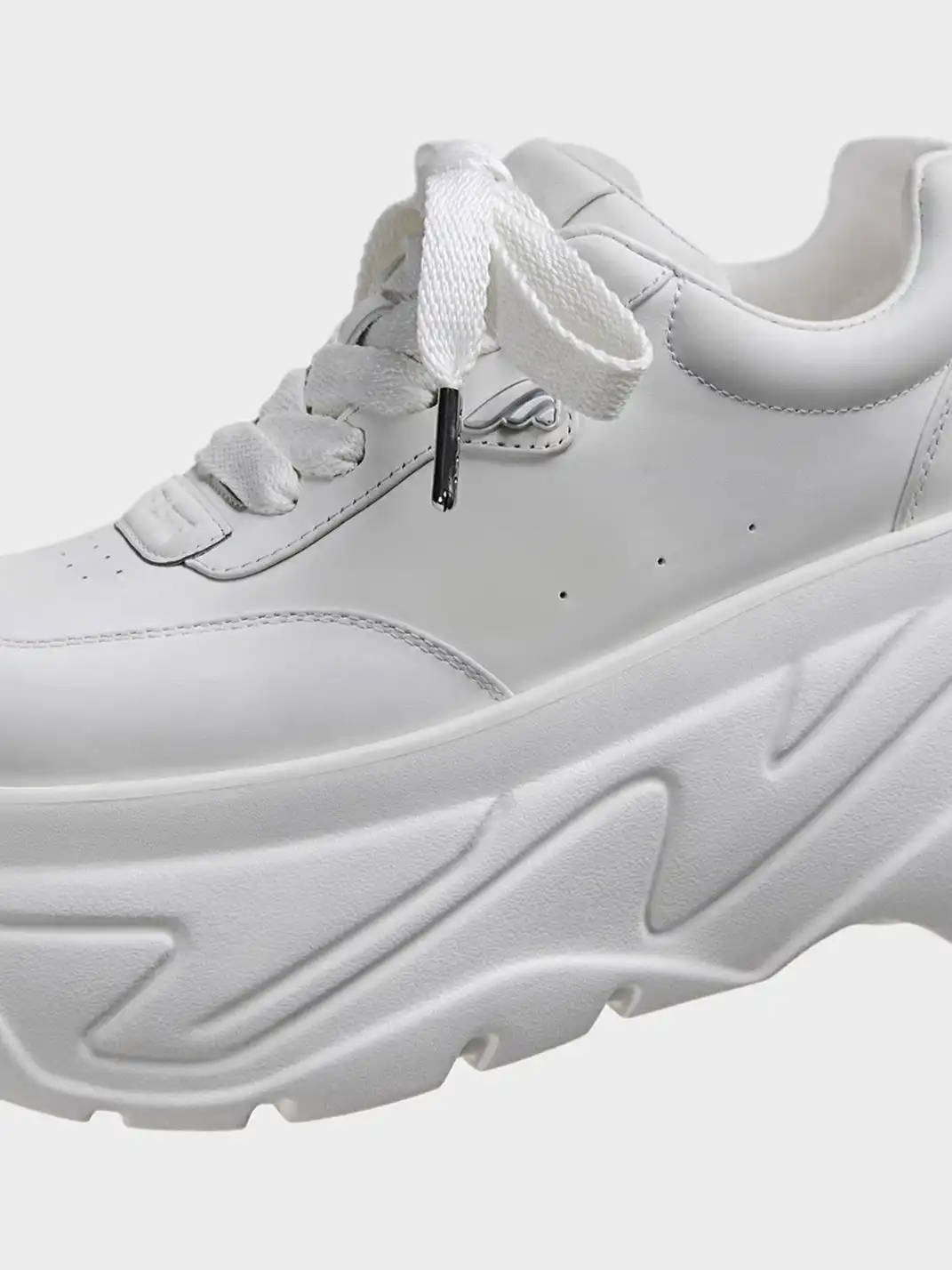 FYSPR | Platform Square Toe Leather Sneakers-White