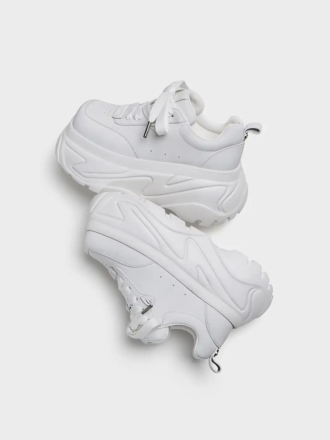 FYSPR | Platform Square Toe Leather Sneakers-White