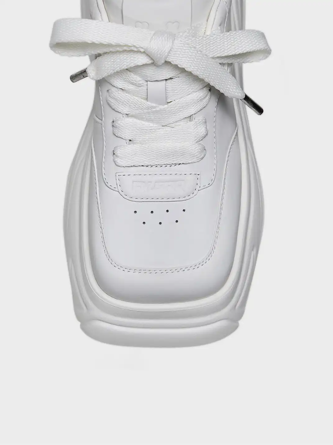 FYSPR | Platform Square Toe Leather Sneakers-White