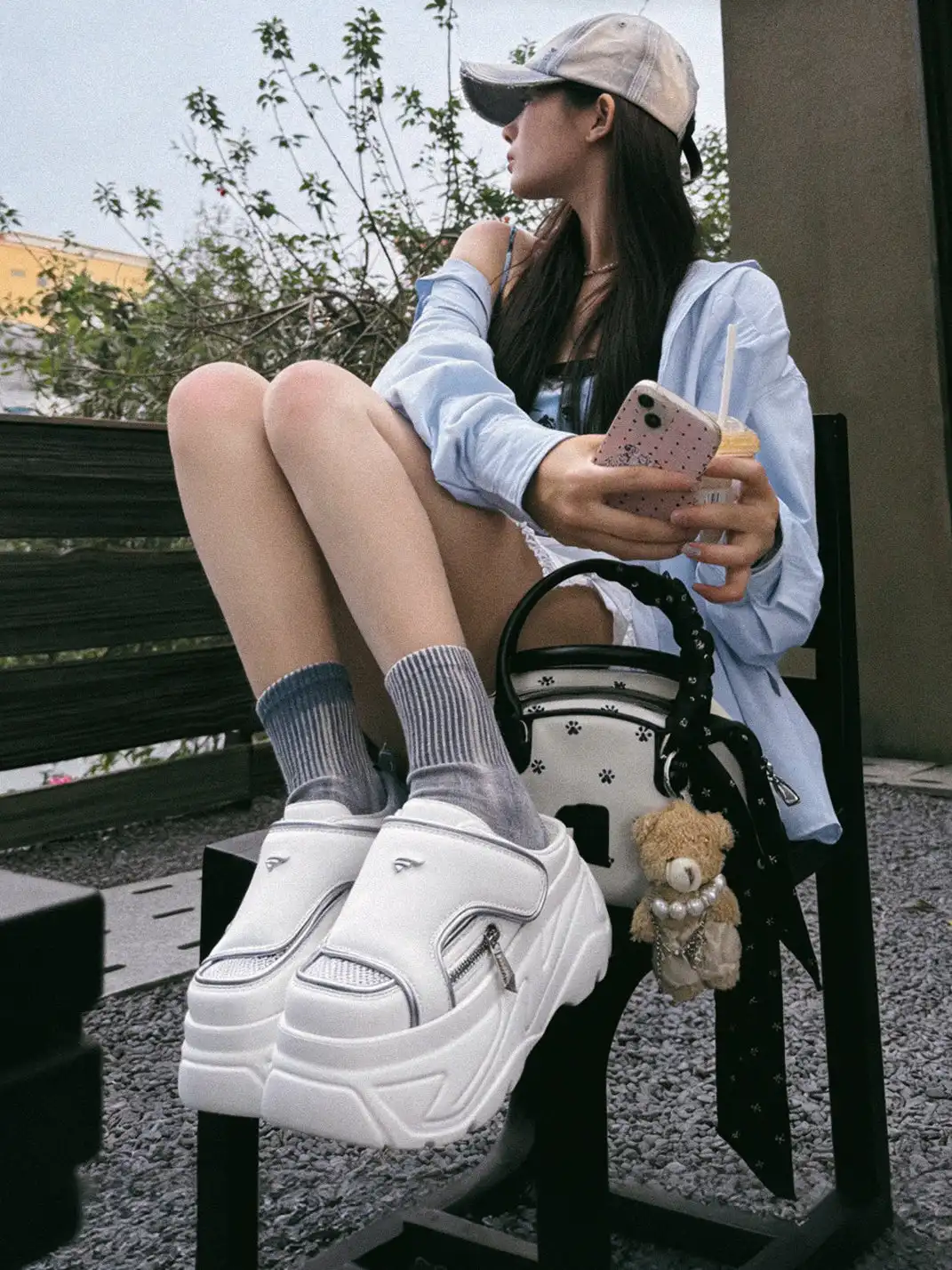 FYSPR | Platform Closed-Toe Slippers-White