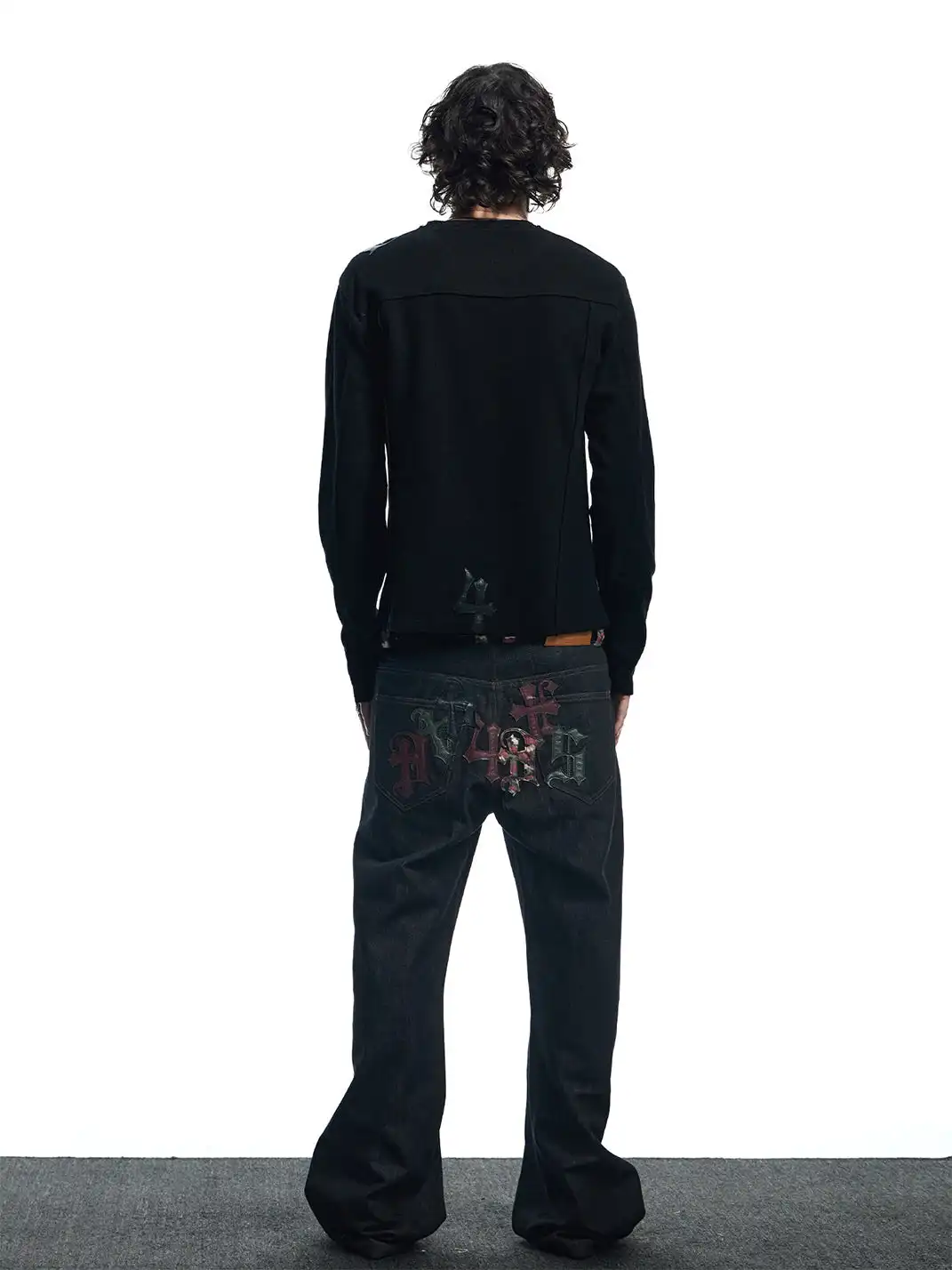 DND4DES | Camouflage Patchwork Leather Straight Jeans