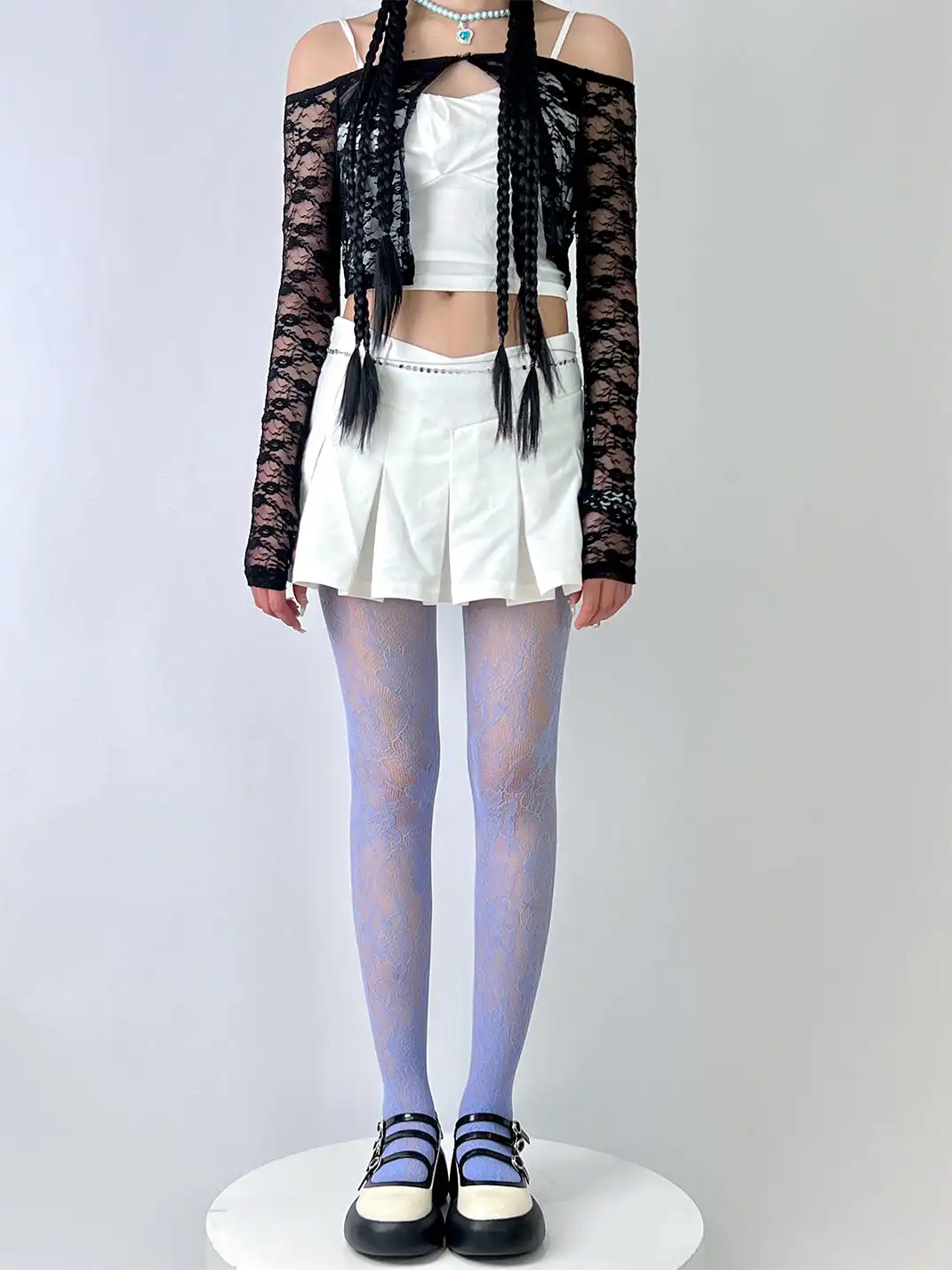 HotBonBon | Solid Color Lace Mesh Stockings
