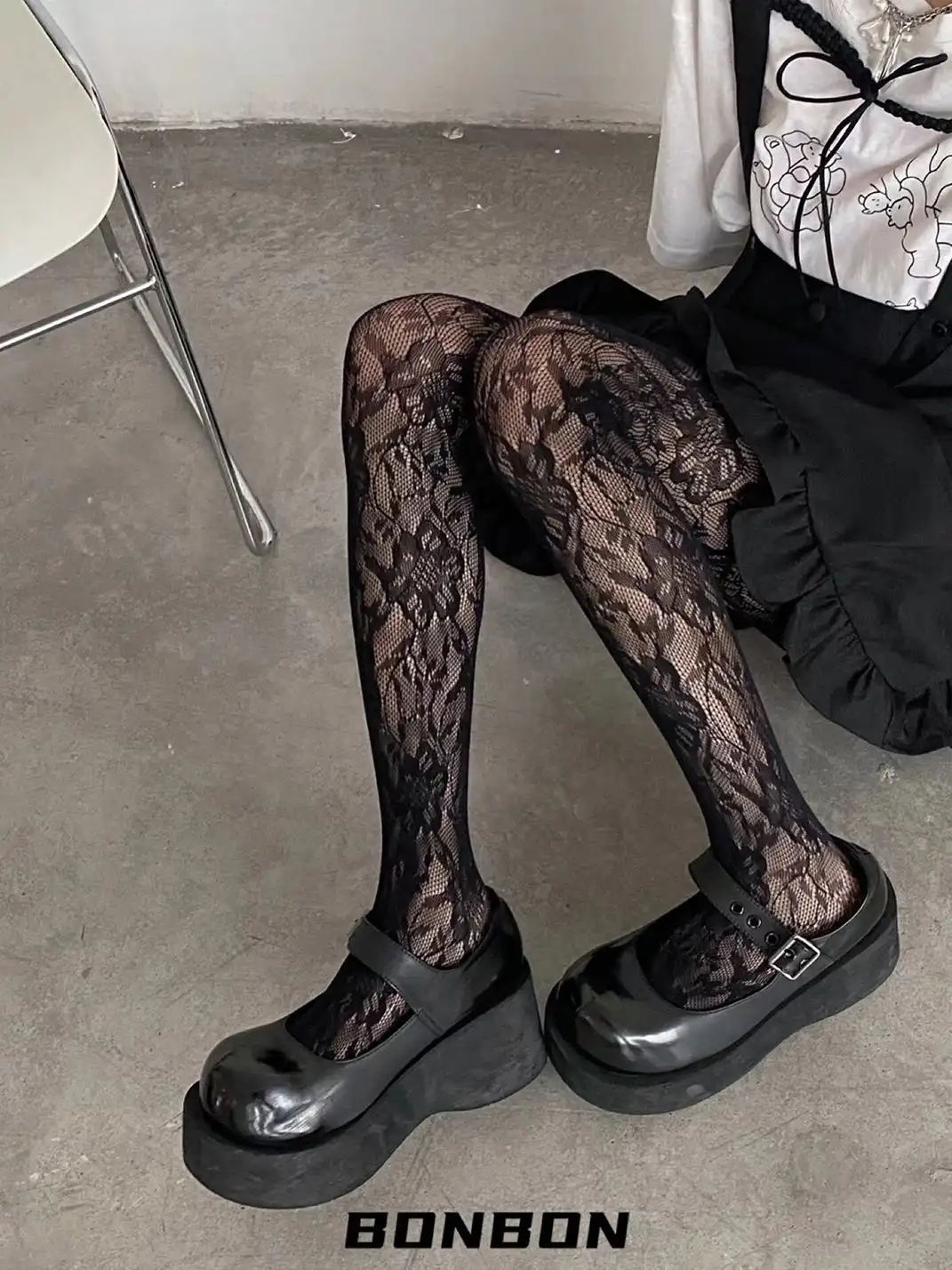 HotBonBon | Solid Color Lace Mesh Stockings