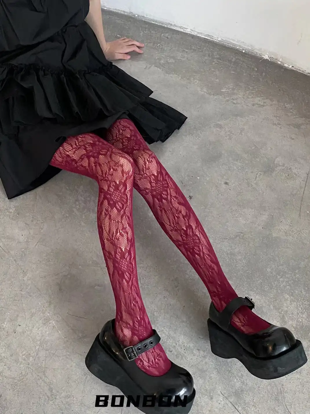 HotBonBon | Solid Color Lace Mesh Stockings