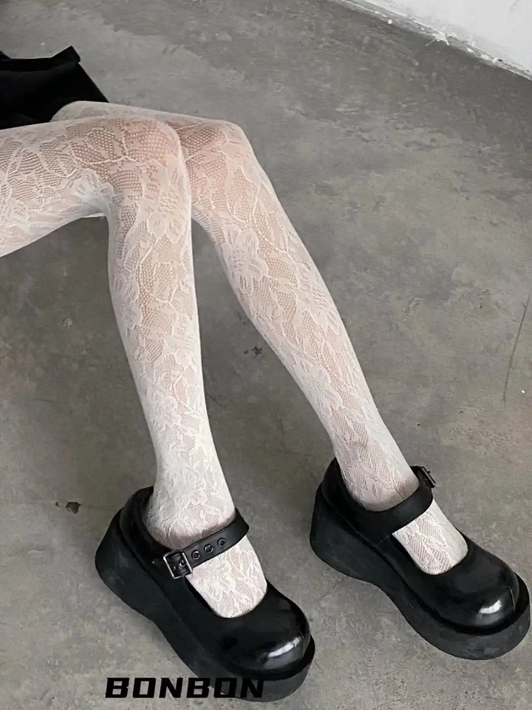 HotBonBon | Solid Color Lace Mesh Stockings