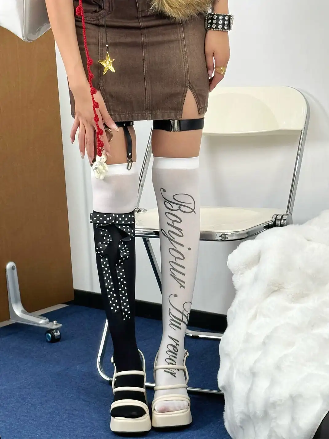 HotBonBon | Alphabet Polka Dot Over-Knee Socks