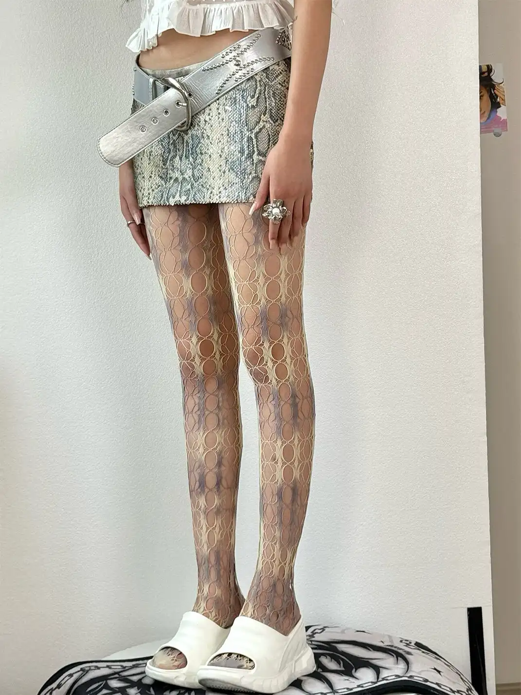HotBonBon | Hollow Out Irregular Tie-Dye Stockings