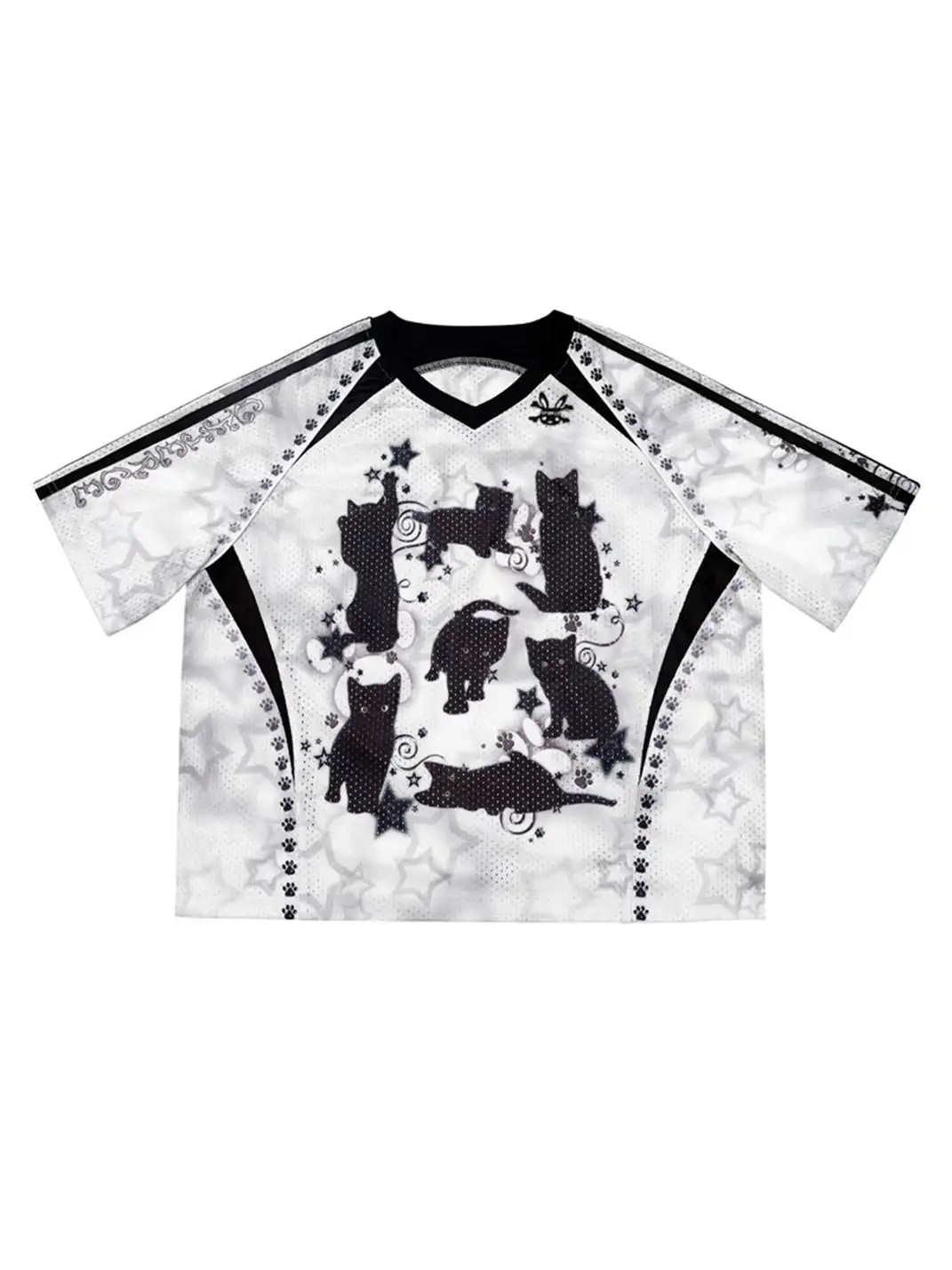 CFIERCE | Black Cat Print Raglan Sleeve T-shirt